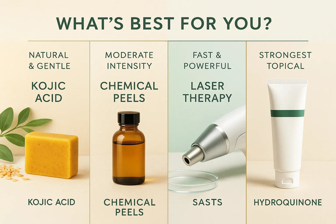 Kojic Acid vs. Chemical Peels, Laser & Hydroquinone: What's Best for Y KojieCare Kojic Acid vs. Chemical Peels, Laser & Hydroquinone: What's Best for Y KojieCare