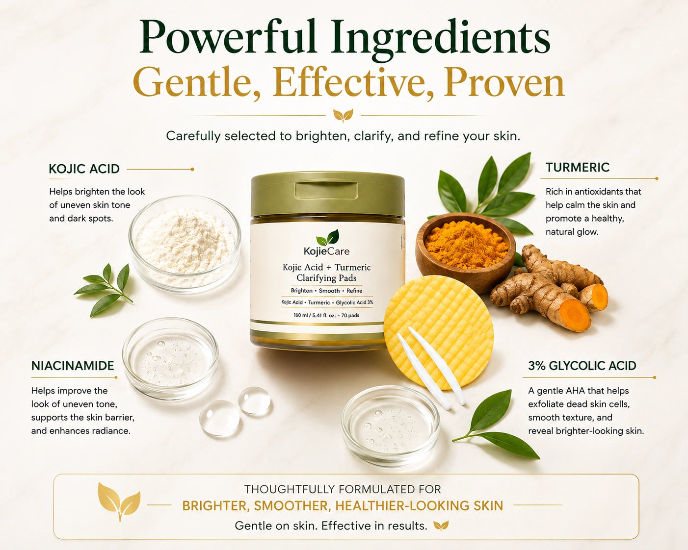 KojieCare Brightening Routine Duo | Kojic Acid Turmeric Soap + Kojic Acid Turmeric Clarifying Pads