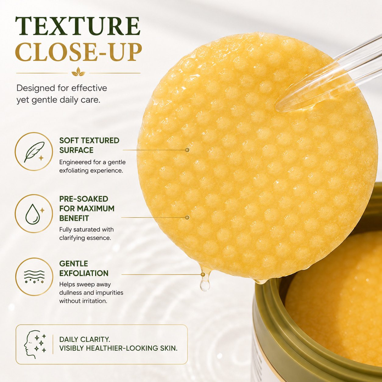 KojieCare Kojic Acid + Turmeric Clarifying Pads | 70 Pre-Soaked Pads with Niacinamide & Glycolic Acid
