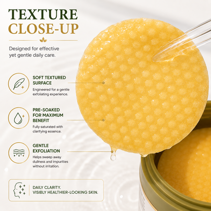 KojieCare Kojic Acid + Turmeric Clarifying Pads | 70 Pre-Soaked Pads with Niacinamide & Glycolic Acid