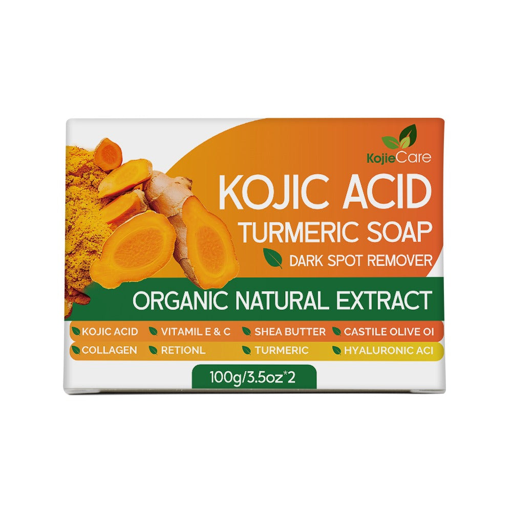 KojieCare Turmeric Kojic Acid Soap Bar – Dark Spot Corrector with Vitamin C, Retinol & Collagen – Brightening, Hydrating & Anti-Aging Face & Body Cleanser